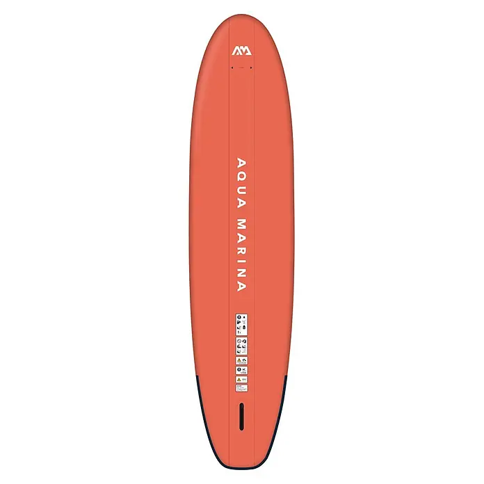Aqua Marina SUP-Board-Set Atlas - L x B x H: 366 x 86 x 15 cm, Tragkraft: 180 kg, Orange - Oranges Aqua Marina Stand-Up Paddleboard mit dunkelblauen Rändern, mit Markenlogo und Sicherheitshinweisen. Für Wassersport konzipiert.