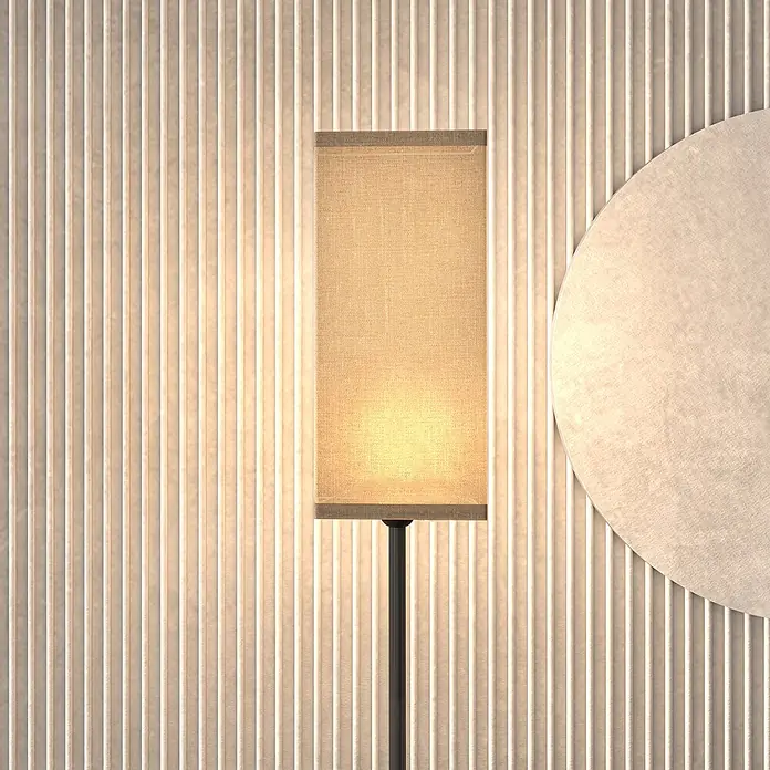 Homcom Stehleuchte - 40 W, Höhe: 161,5 cm, Schwarz, Weiß, E27 - Warm beleuchtete rechteckige Stehlampe mit beigem Stoffschirm, die ein sanftes Licht in einem modernen Raum wirft.