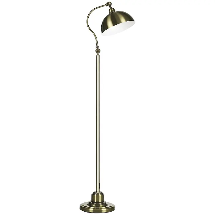 Homcom Stehleuchte - 40 W, Höhe: 152 cm, Bronze, Bronze - Stehlampe aus antikem Messing mit verstellbarem Kuppelschirm, für fokussierte Beleuchtung.