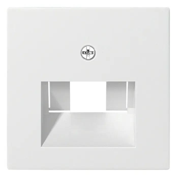 Gira System 55 UAE-Abdeckung 027003 - Reinweiß glänzend, Kunststoff - Weiße Keystone-Wandplatte mit rechteckiger Öffnung und Schraube zur Befestigung.