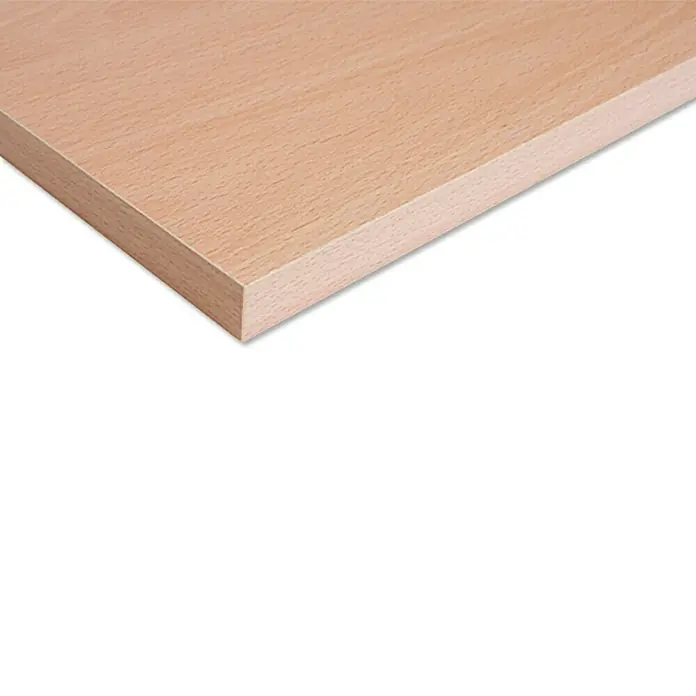 Regalboden - Buche Hell, 80 x 30 x 1,6 cm - Nahaufnahme einer hellen Holzplatte mit feiner Maserung, ideal für Möbelbau oder Innenausbau. Perfekt für DIY-Projekte.