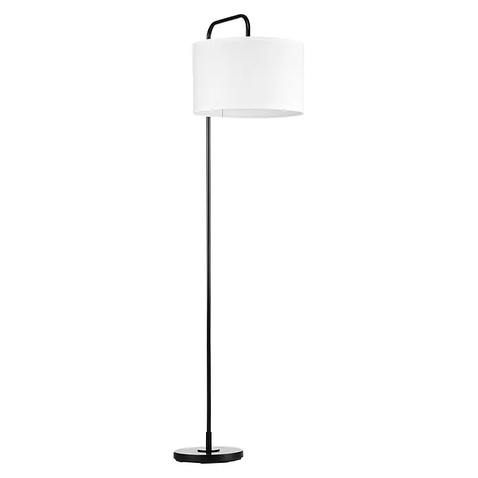 Homcom Stehleuchte - 40 W, Höhe: 163,5 cm, Schwarz, Weiß, E27 - Moderne Stehlampe mit weißem zylindrischem Schirm, schwarzem Ständer und rundem Fuß. Mit schwarzem U-Griff oben.