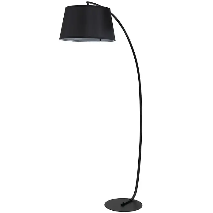 Homcom Stehleuchte - 40 W, Höhe: 190 cm, Schwarz, Schwarz, E27 - Schwarze Bogen-Stehlampe mit schwarzem Stoffschirm und rundem Fuß.