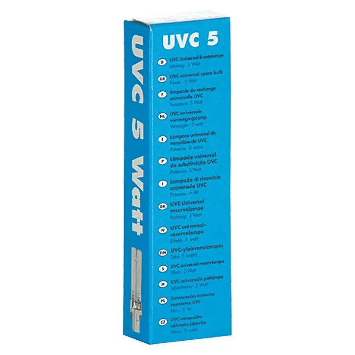 Oase Ersatzlampe Algenstopp UVC - 5 W - Abbildung einer UVC 5 Watt Lampe, ideal für Aquarien und Teiche, zur effektiven Wasserklärung und Algenbekämpfung.