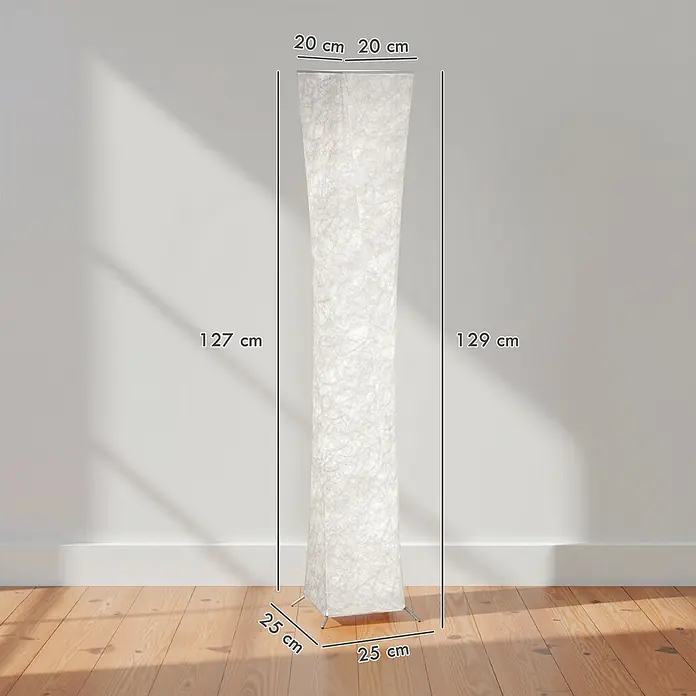 Homcom Stehleuchte - 12 W, Silberton, Weiß, Silberton, Weiß - Weiße texturierte Stehlampe mit konischem Stoffschirm, 129 cm hoch und 25x25 cm an der Basis.