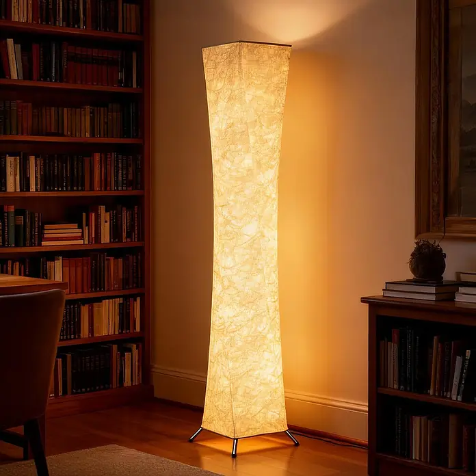 Homcom Stehleuchte - 12 W, Silberton, Weiß, Silberton, Weiß - Leuchtende Stehlampe mit hohem, quadratischem, strukturiertem Stoffschirm und Metallfüßen, die ein warmes Licht im Raum verbreitet.