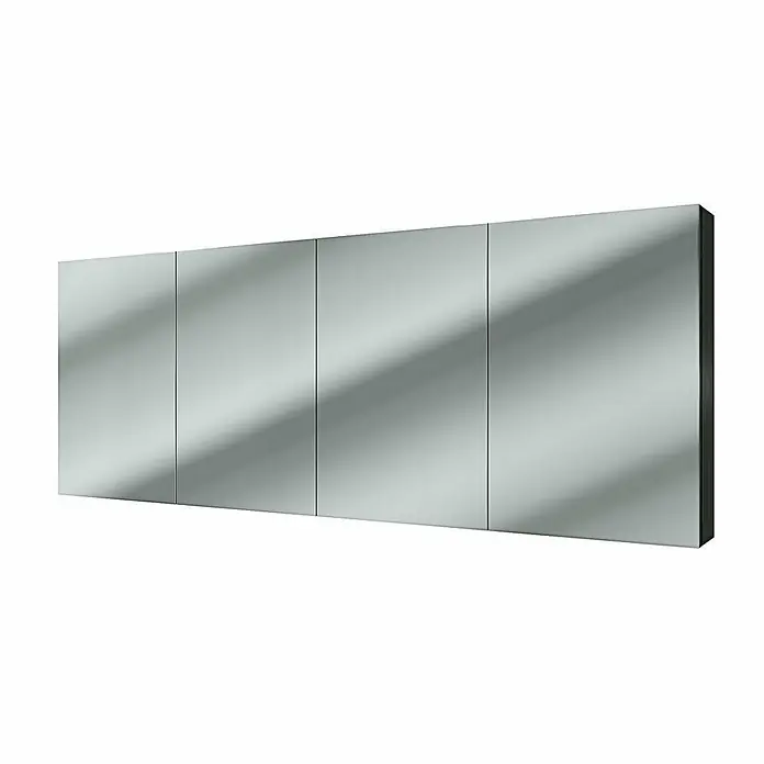 AcquaVapore Spiegelschrank Fertigdusche City-SPS-B200-F07 - B x H: 16 x 75 cm - Rechteckiger Spiegelschrank mit vier Türen und dunklen Seiten.