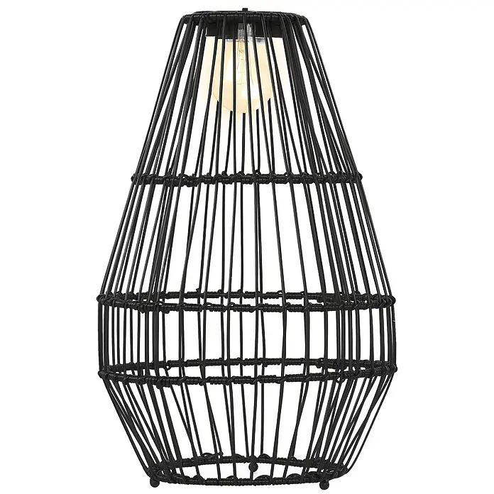 Outsunny Campinglampe - 34 x 34 x 56 cm - Schwarzer gewebter Käfig-Lampenschirm mit sichtbarer Glühbirne.