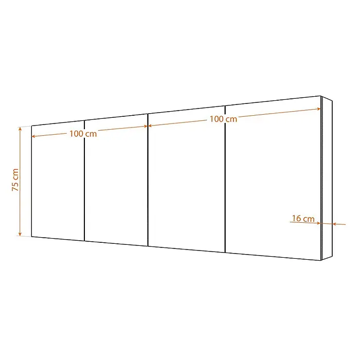 AcquaVapore Spiegelschrank Fertigdusche City-SPS-B200-F01-LED-EBox -  - Vier modulare Wandpaneele, je 100x75 cm und 16 cm tief.