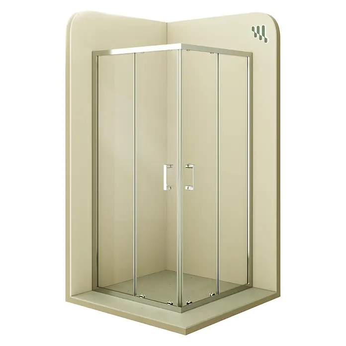 i-flair Eckdusche Diana 70x70x190 cm - Beschichtet, Silber, Stärke: 6 mm - Quadratische Eckduschkabine mit Klarglaspaneelen, Chromprofilen und Doppelflügeltüren.