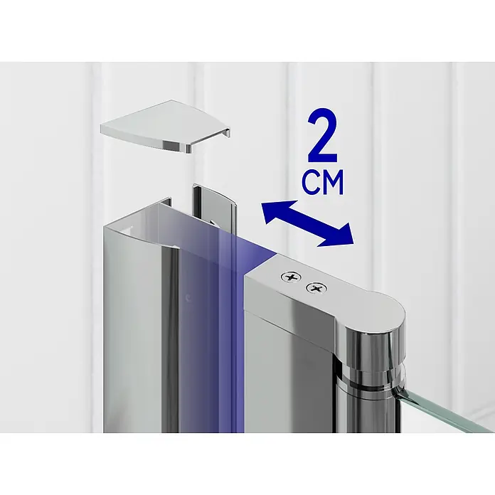 i-flair Eckdusche DK99MF80x100 - Beschichtet, Silber, Stärke: 6 mm - Chrom-Dusch-Eckprofil mit 2 cm Verstellbereich für Glaspaneel, inklusive Abschlusskappe und Scharnier.