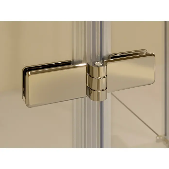 i-flair Eckdusche DK19C90x90 - Beschichtet, Silber, Stärke: 6 mm - Scharnier aus poliertem Chrom für Duschtüren, verbindet zwei Klarglaspaneele.