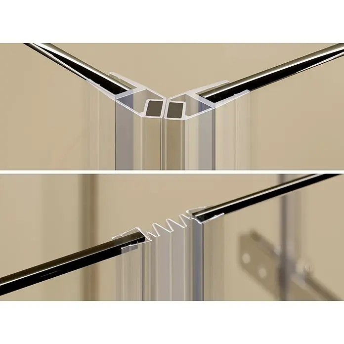 i-flair Eckdusche DK19C90x90 - Beschichtet, Silber, Stärke: 6 mm - Transparente Eck- und flexible Akkordeon-Dichtungen für Glasplatten, halten Chromstangen.