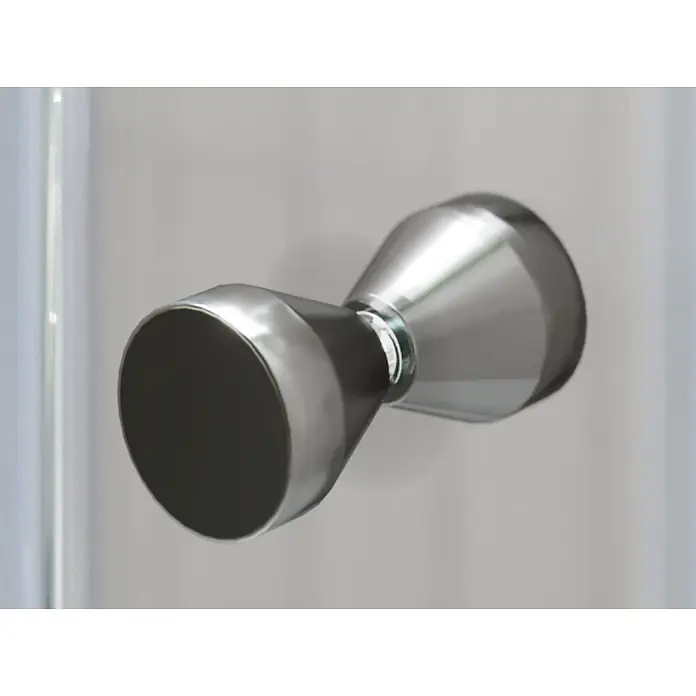 i-flair Eckdusche Emma 80x90x180 cm - Beschichtet, Silber, Stärke: 6 mm - Duschkabinenknopf aus poliertem Chrom mit dunklen runden Enden, sanduhrförmig.
