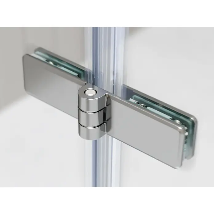 i-flair Eckdusche Emma 80x90x180 cm - Beschichtet, Silber, Stärke: 6 mm - Polierte Chrom-Duschkabinenscharnier, das zwei klare Glasscheiben verbindet.