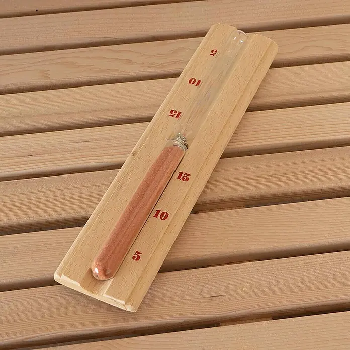 Home Deluxe Elementsauna SKYLINE BIG XL - Elektroofen, Steuerung Ofen: Integriert, L x B x H: 200 x 200 x 210 cm - Sanduhr für Sauna aus Holz mit orangefarbenem Sand, markiert mit 5, 10 und 15 Minuten.