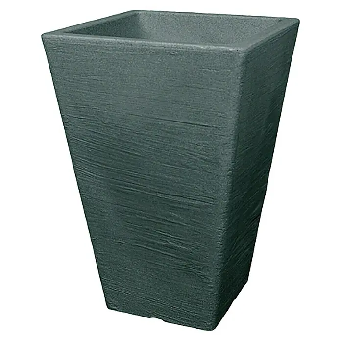 Geli Pflanzsäule eckig Livorno - Außenmaß (L x B x H): 40 x 40 x 62 cm, Kunststoff, Anthrazit - Grauer, rechteckiger Pflanzkasten in Trapezform mit rauer Oberfläche. Ideal für Innen- und Außenbereiche, modern und stilvoll.
