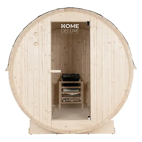 HOME DELUXE - Outdoor Fasssauna LAHTI L - 195 x 180 cm für 4 Personen