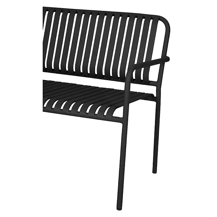 Ebuy24 Gartenbank Stella 2er-Set - B x T x H: 140 x 140 x 83 cm, Aluminium., Schwarz - Schwarze Lamellenbank aus Metall mit Armlehne.