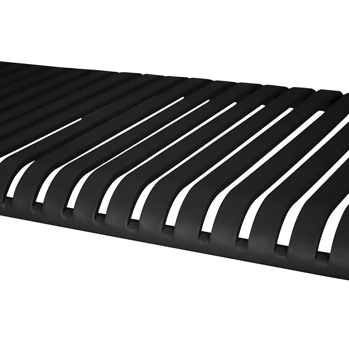 Ebuy24 Gartenbank Stella 2er-Set - B x T x H: 140 x 140 x 83 cm, Aluminium., Schwarz - Schwarze Lamellenfläche mit gekrümmten, parallelen Stäben für eine moderne Bank oder Matte.