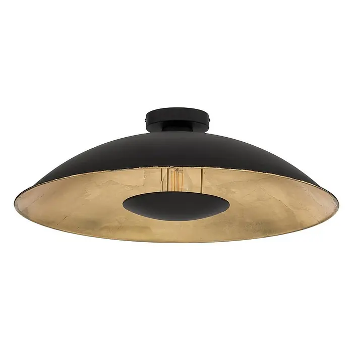 Lindby Deckenleuchte Emilienne - schwarz, E27 - Schwarze Deckenleuchte mit goldfarbenem Inneren und zentralem schwarzem Diffusor.