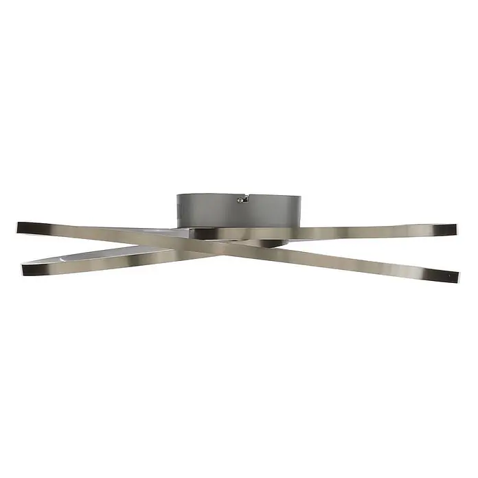 Lindby Deckenleuchte Joline - L x B x H: 60 x 60 x 14,5 cm, alu / grau / zink, alu / grau / zink - Moderne Deckenleuchte aus gebürstetem Metall mit verschlungenen, geschwungenen Armen.