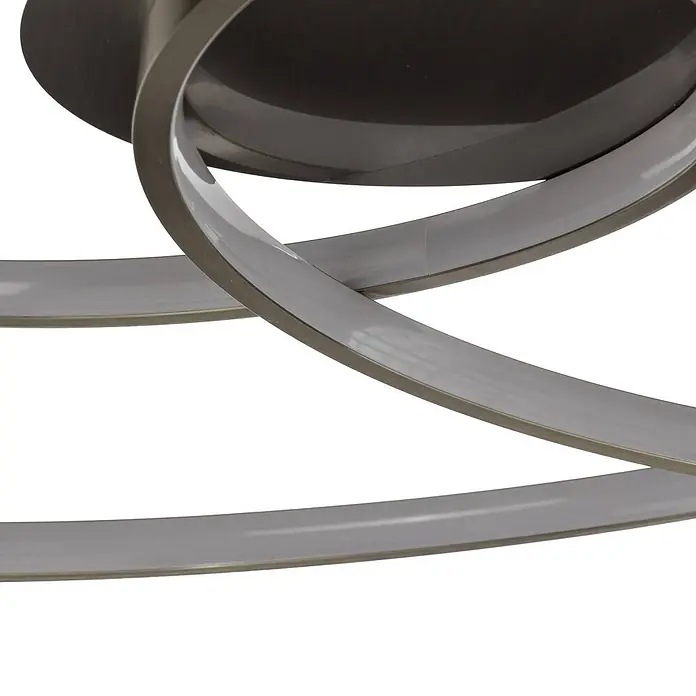 Lindby Deckenleuchte Joline - L x B x H: 60 x 60 x 14,5 cm, alu / grau / zink, alu / grau / zink - Moderne spiralförmige LED-Deckenleuchte in gebürstetem Bronze-Finish.