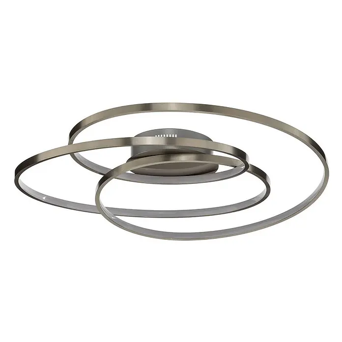 Lindby Deckenleuchte Joline - L x B x H: 60 x 60 x 14,5 cm, alu / grau / zink, alu / grau / zink - Moderne LED-Deckenleuchte mit spiralförmigen Ringen aus gebürstetem Metall.