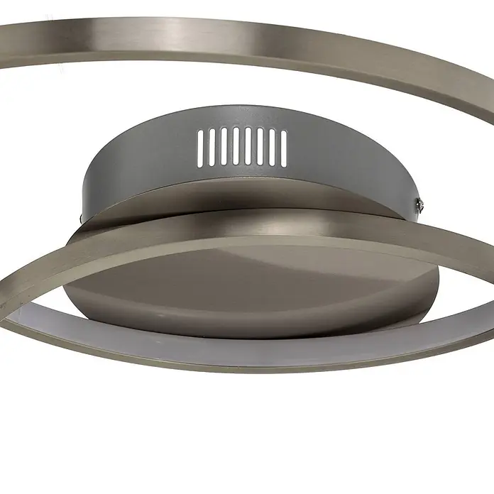 Lindby Deckenleuchte Joline - L x B x H: 60 x 60 x 14,5 cm, alu / grau / zink, alu / grau / zink - Deckenleuchte aus gebürstetem Nickel mit geschwungenen Bändern und Lüftungsschlitzen.