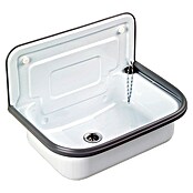 Stalen uitstortgootsteen (33 x 49,7 x 38,3 cm, Wit)