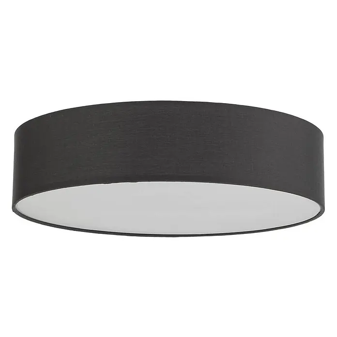 Lindby Deckenleuchte Sebatin - alu / grau / zink, alu / grau / zink, E27 - Dunkelgraue Stoff-Deckenleuchte mit weißem Diffusor.