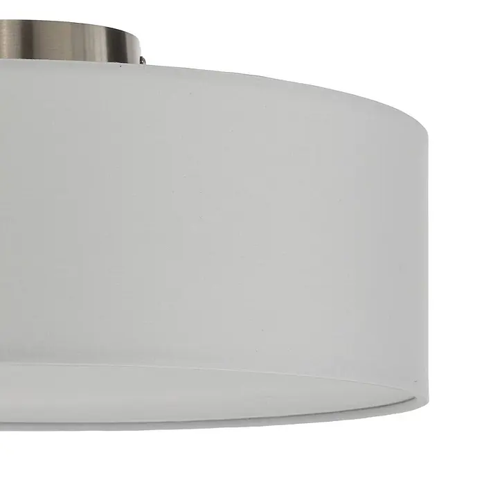 Lindby LED Textil Deckenleuchte rund 40 cm, Deckenlampe Stoff creme -  - Weißer Stoffschirm mit Deckenbefestigung aus gebürstetem Metall.