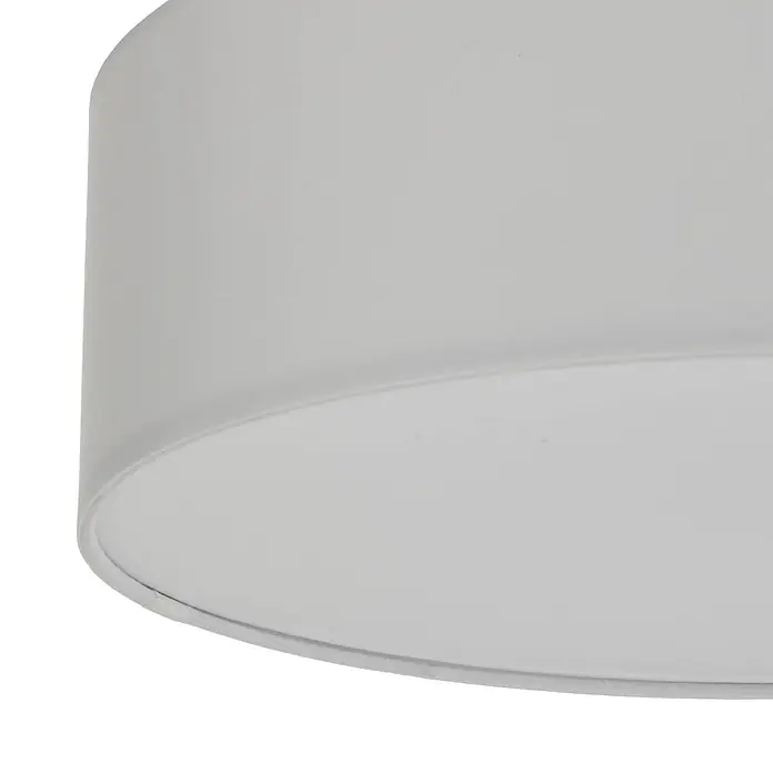 Lindby LED Textil Deckenleuchte rund 40 cm, Deckenlampe Stoff creme -  - Weißer zylindrischer Stofflampenschirm, von unten betrachtet.