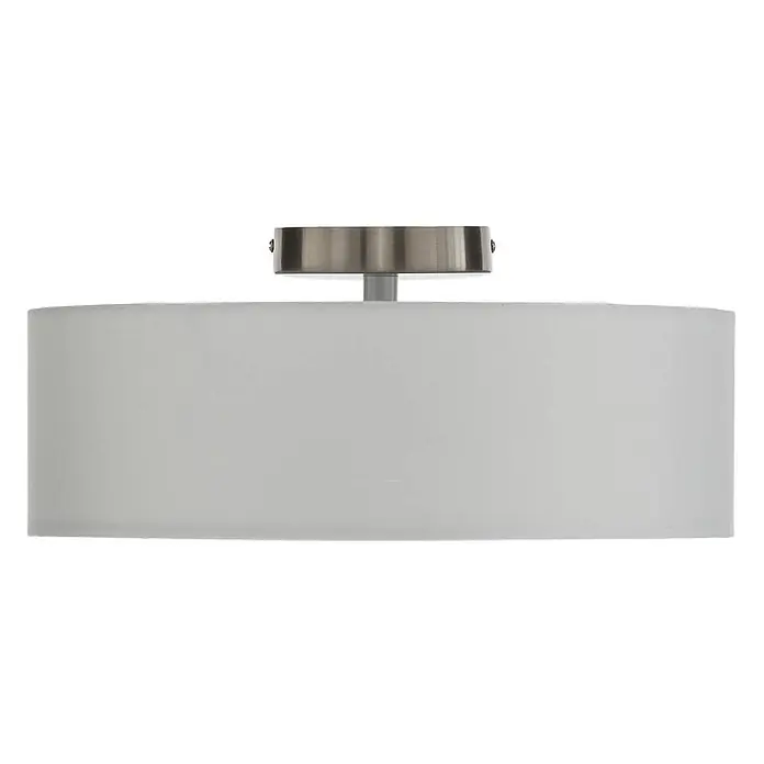 Lindby LED Textil Deckenleuchte rund 40 cm, Deckenlampe Stoff creme -  - Deckenleuchte für die Deckenmontage mit gebürsteter Nickelbasis und weißem Stofftrommelschirm.