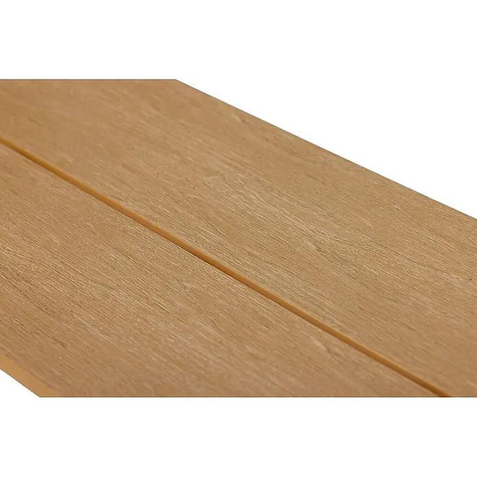 Ebuy24 Gartenbank Martinus - B x T x H: 36 x 180 x 43 cm, Aluminium, Nonwood., Teak - Helle Eichenholzplanken mit natürlicher Maserung, mit schmalem Spalt verbunden.