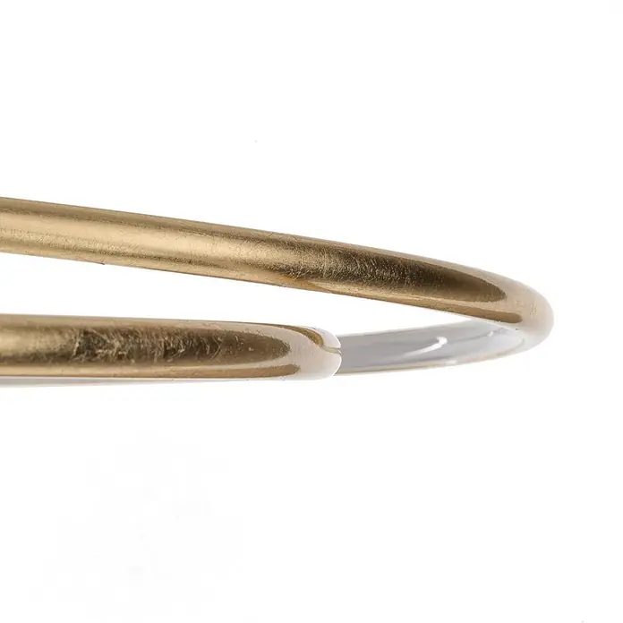 Lindby Deckenleuchte Joline - L x B x H: 74 x 74 x 5,2 cm, messing / gold - Gebogenes Objekt mit zwei strukturierten goldfarbenen Stäben, verbunden durch einen transparenten Abschnitt.