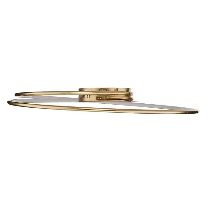 Lindby Deckenleuchte Joline - L x B x H: 74 x 74 x 5,2 cm, messing / gold - Spiralförmige Deckenleuchte mit goldfarbenem Metallsockel und zwei klaren Acrylringen.