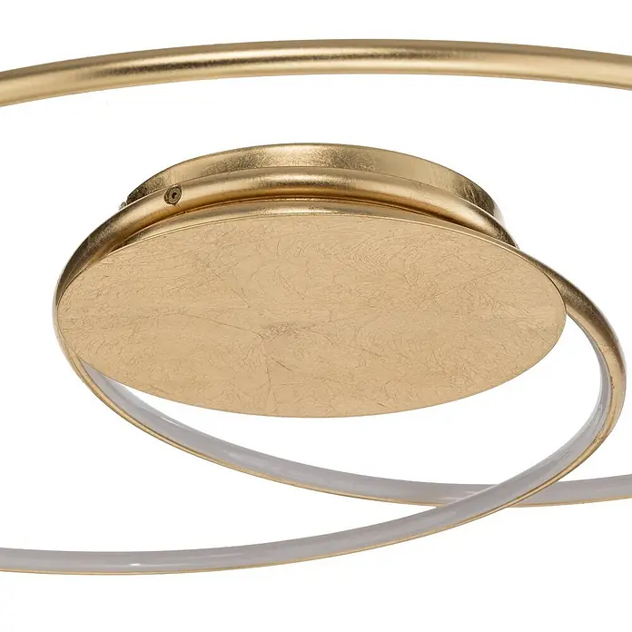 Lindby Deckenleuchte Joline - L x B x H: 74 x 74 x 5,2 cm, messing / gold - Texturierte goldene Spiral-LED-Deckenleuchte mit weißen Innendiffusoren.