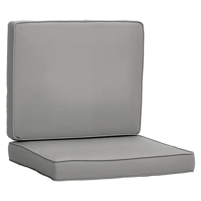 Outsunny Sitzauflage Niederlehner - Niederlehner, 2 Stk., L x B x H: 56 x 52 x 7 cm, Polyester, Hellgrau - Zwei hellgraue Outdoor-Kissen, eines für Rücken und eines für den Sitz, mit texturierter Oberfläche und Biese.