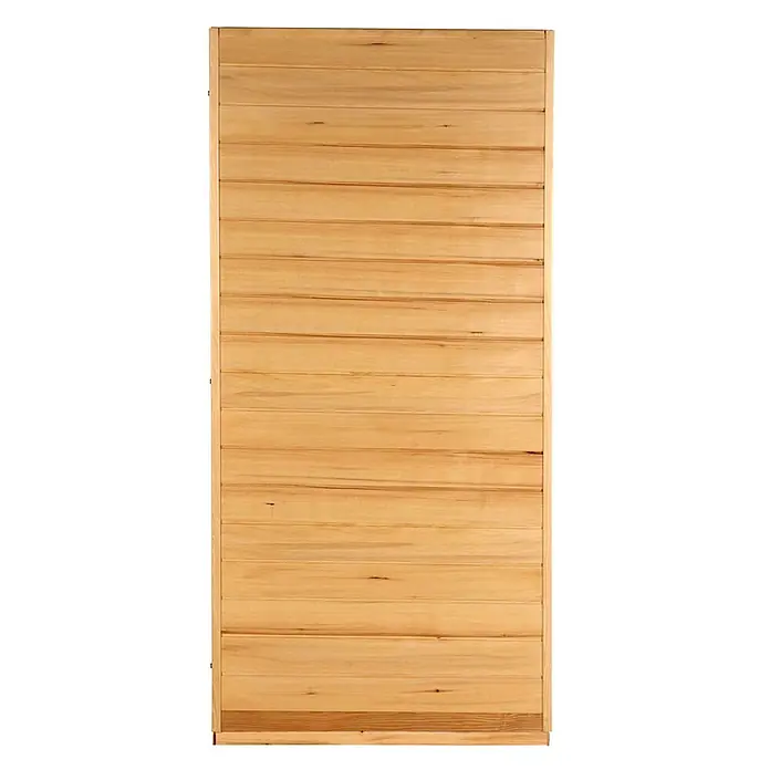 Home Deluxe Infrarotkabine REDSUN S -  - Hellbraune Holzlamellenwand als Zaun oder Sichtschutz.