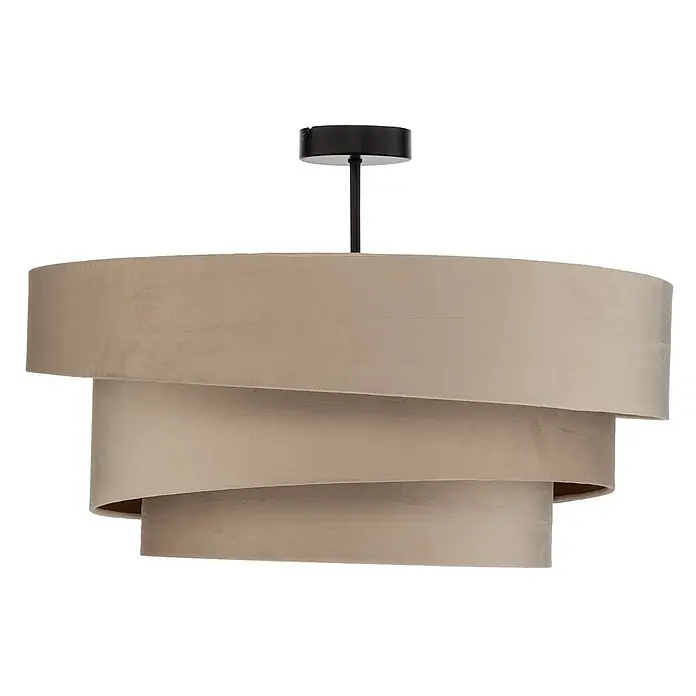 Lindby Deckenleuchte Jusari - L x B x H: 56 x 56 x 36,8 cm, creme / amber, E27 - Gestufte beige Samt-Deckenleuchte mit schwarzer Deckenhalterung.