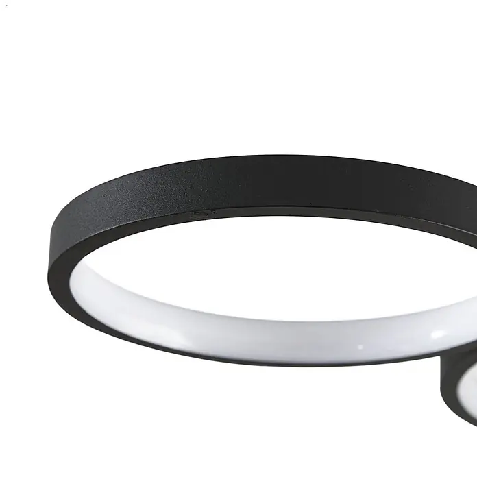 Lindby Deckenleuchte Evengeline - schwarz - Schwarze ringförmige LED-Leuchte mit weißem inneren Diffusor.