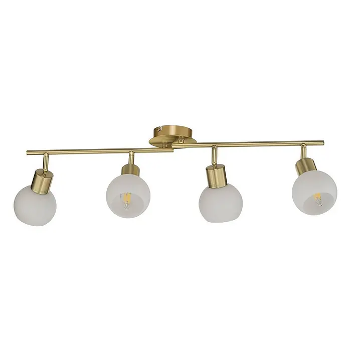Lindby Deckenleuchte Elaina - messing / gold, E14 - Goldene 4-flammige Deckenleuchte mit verstellbaren Armen und mattierten Glaskugelschirmen, inkl. LED-Leuchtmittel.
