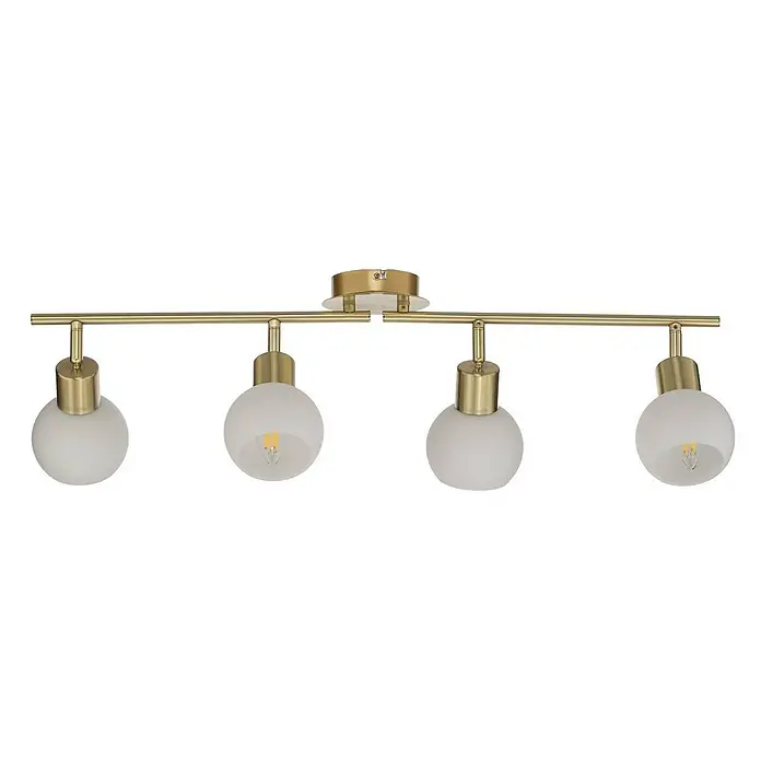 Lindby Deckenleuchte Elaina - messing / gold, E14 - Messingfarbene 4-flammige Deckenleuchte mit mattierten Glaskugelschirmchen und LED-Lampen.