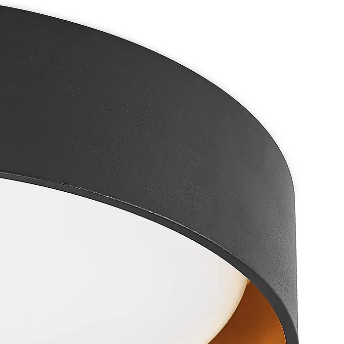 Lindby Deckenleuchte Gracjan - L x B x H: 45 x 45 x 11 cm, schwarz - Gekrümmte mattschwarze Wandleuchte mit weißem Diffusor und goldener Innenseite.