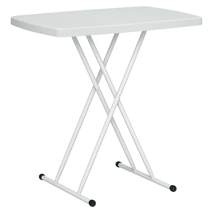 Outsunny Campingtisch - L x B x H: 76 x 50 x 74 cm, Kunststoff, Metall, Weiß, Klappbar - Weißer Klapptisch mit rechteckiger Kunststoffplatte und X-förmigen Metallbeinen mit Gummifüßen.