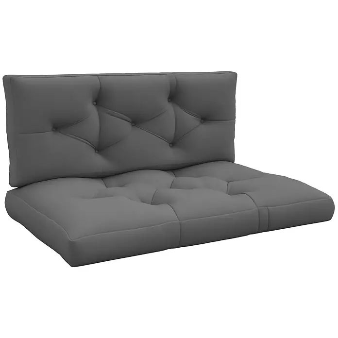 Outsunny Sitzauflage Palettensitzpolster - Dekopaletten, 1 Stk., L x B x H: 120 x 80 x 12 cm, 100% Polyester, Grau - Graues getuftetes Paletten-Sitz- und Rückenkissen-Set.