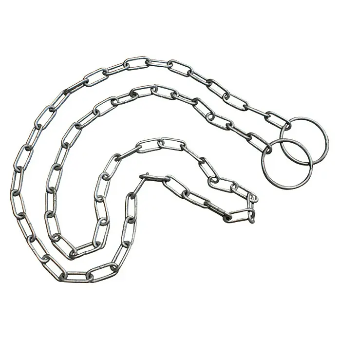 Anker-Vorlaufkette - 8 mm, Länge: 2 m, Feuerverzinkt - Nahaufnahme einer silbernen Hundewürgekette mit zwei Ringen an einem Ende, die für das Training und die Kontrolle von Haustieren verwendet wird.