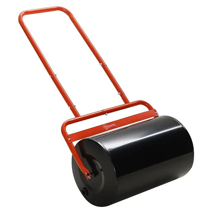Outsunny Rasenwalze - Passend für: frisch gesäten Rasen und unebene Stellen, Arbeitsbreite: 50 cm, Rot - Rote und schwarze Metall-Gartenwalze mit stabilem Griff zum Einebnen von Rasenflächen oder Gartenbeeten.