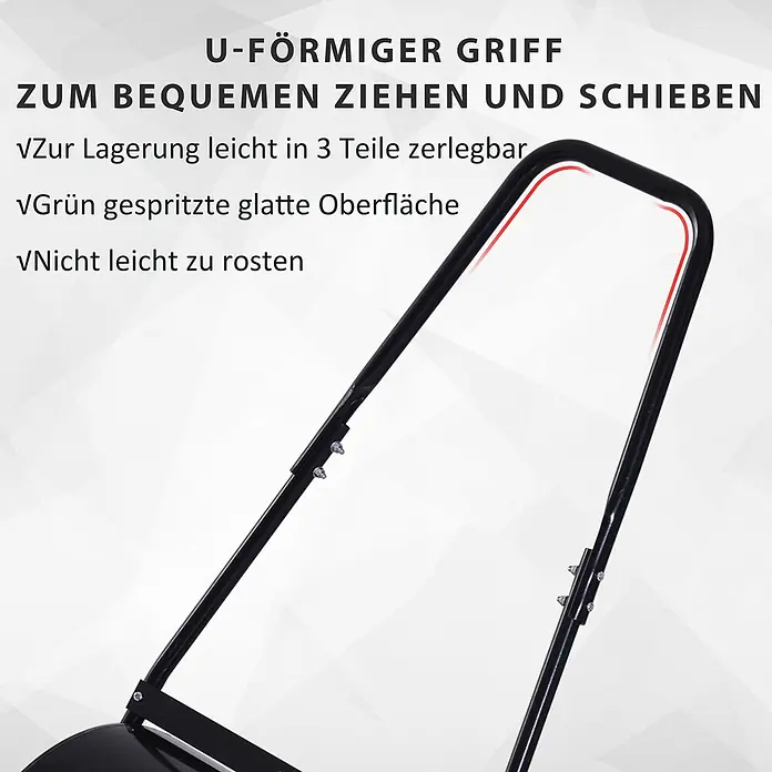 Outsunny Rasenwalze - Passend für: frisch gesäten Rasen und unebene Stellen, Arbeitsbreite: 57 cm, Schwarz - Schwarzer U-förmiger Griff, rot umrandet, zum bequemen Ziehen und Schieben, leicht zerlegbar zur Lagerung.
